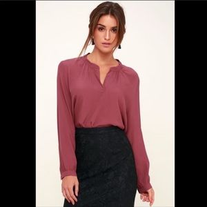 Lulus Style Central Berry Pink Long Sleeve Top